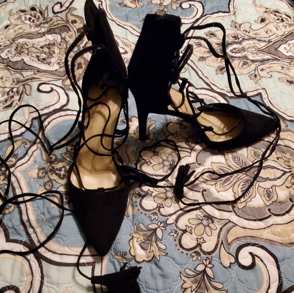 Strappy black stilettos